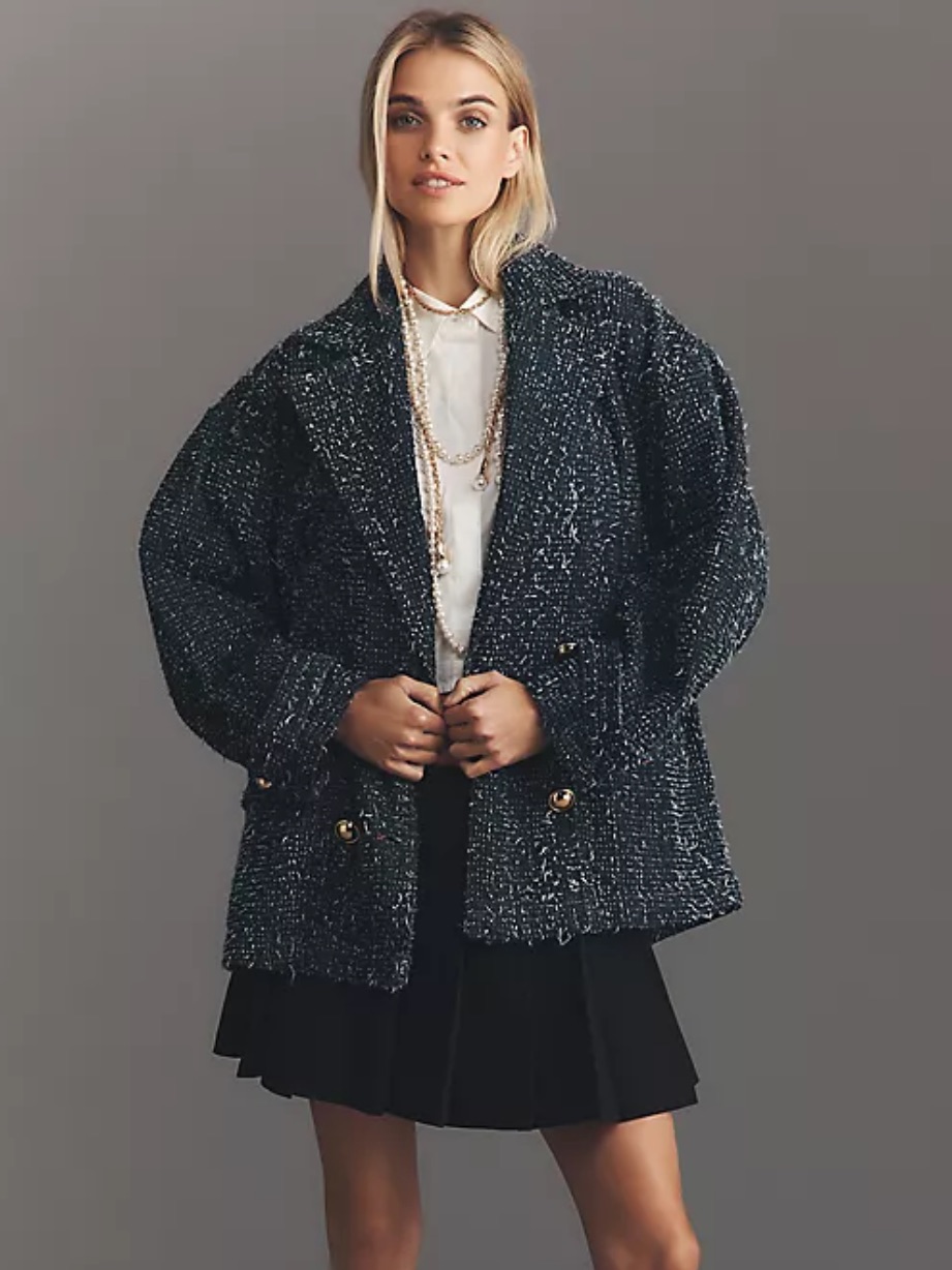 Anthropologie Maeve Navy Blue Denim Blazer